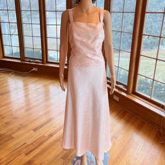 *Jessica Howard Champaign Beaded Print Satin Wedding Dress Bridal Gown Size 16 - Picture 1 of 9